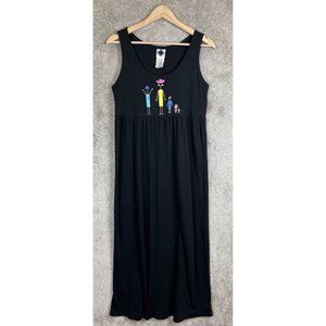 California Concepts Vintage Dress Womens 10 Black Maxi Sleeveless 90s- 7189
